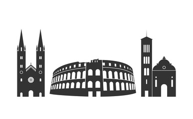 Obraz premium Croatia logo. Isolated Croatian architecture on white background