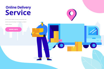 Online delivery service concept. Online order tracking. Flat  illustration concept for digital marketing and business promotion.