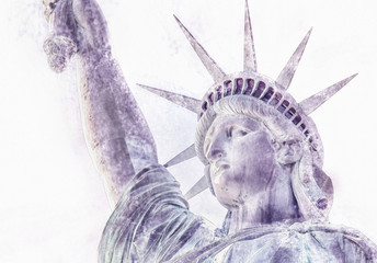 Watercolor picture of Statue of Liberty