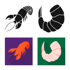 Fototapeta premium Vector design of appetizer and ocean symbol. Set of appetizer and delicacy stock vector illustration.