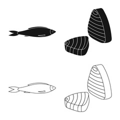 Vector design of fresh  and restaurant logo. Set of fresh  and marine   stock vector illustration.