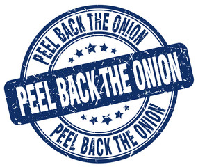 peel back the onion blue grunge stamp