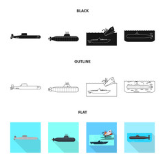 Vector design of war  and ship symbol. Set of war  and fleet stock vector illustration.
