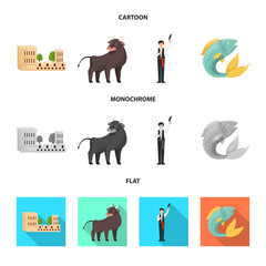 Obraz premium Vector design of and historic icon. Collection of and country stock vector illustration.