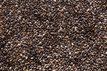 Chia seeds closeup. The texture of the seeds.