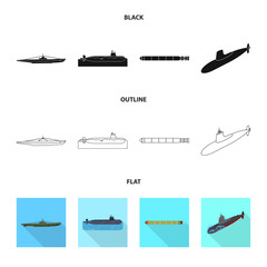 Vector illustration of war  and ship icon. Set of war  and fleet vector icon for stock.