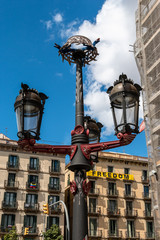 Fototapeta premium Light Post in Barcelona Spain