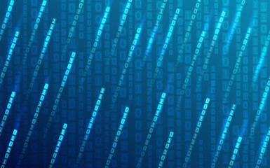 Vector technology background. Random digits on blue