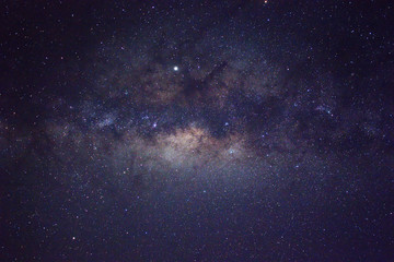 Clearly milky way galaxy rising in Borneo Asia, background of beautiful milky way. Long exposure photograph with grain. Image contain certain grain or noise and soft focus.