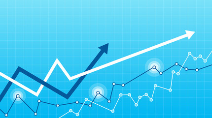 Abstract financial chart with two arrows going up