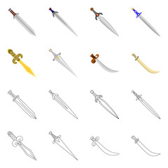 Naklejka premium Vector design of game and armor sign. Set of game and blade vector icon for stock.