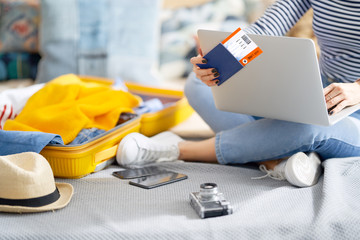 Fototapeta premium woman preparing for the journey