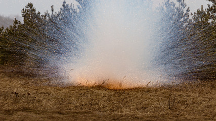 Grenade explosion on the battlefield on the battlefield