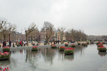 Fototapeta na wymiar The Museum Quarter district in Amsterdam, Netherlands 2019