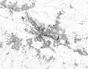 Fototapeta na wymiar Satellite map of the City Municipality of Bremen, it is a Hanseatic city in northwestern Germany. City streets and buildings of the town