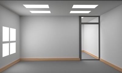 Idea of a white empty scandinavian room interior.  Background interior. Home nordic interior. 3D illustration