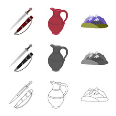 Isolated object of culture and sightseeing sign. Collection of culture and originality stock vector illustration.