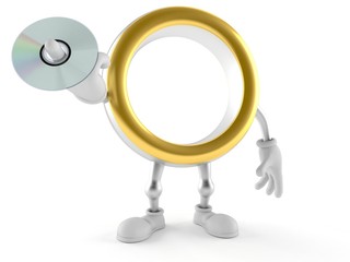 Wedding ring character holding cd disc