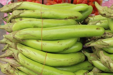 Fresh eggplant green organic at street food