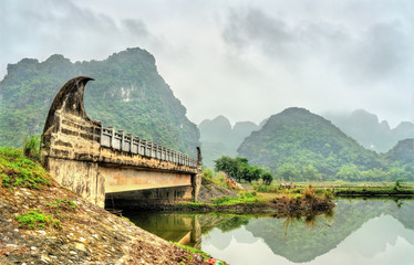 Bidge at Trang An scenic area in Vietnam