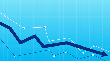 Stock or financial market crash with blue arrow 