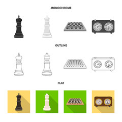 Isolated object of checkmate and thin logo. Collection of checkmate and target stock symbol for web.