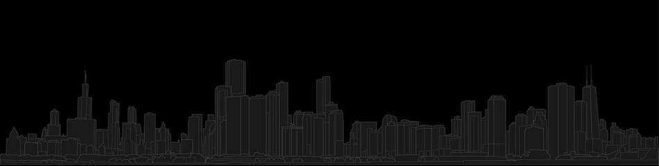 Displate NEW YORK panorama. Hand drawn outline vector illustration