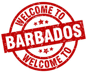 welcome to Barbados red stamp