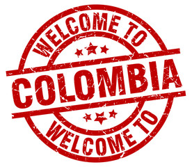 welcome to Colombia red stamp