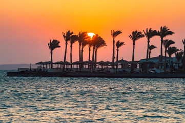 Sunrise on a peninsula of Hurghada on the Red Sea