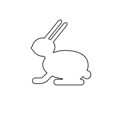 Rabbit, bunny, hare outline. Isolated on a white background, template for printing, design.