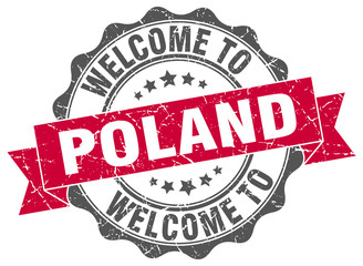 Fototapeta premium Poland round ribbon seal