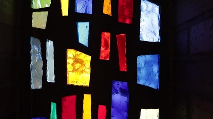 Slow motion move up colored glass window - Powered by Adobe