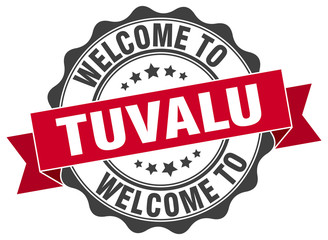 Obraz premium Tuvalu round ribbon seal