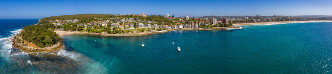 Fototapeta na wymiar Panoramic aerial view of Shelly beach in Manly, Sydney, Australia