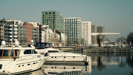 Fototapeta na wymiar Marina in Antwerp, Belgium.