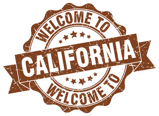 Obraz premium California round ribbon seal