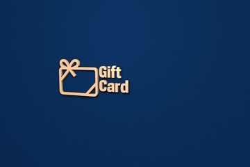 Obraz premium Illustration of Gift Card with beige text on blue background