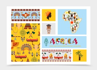 Flat African Native Elements Composition