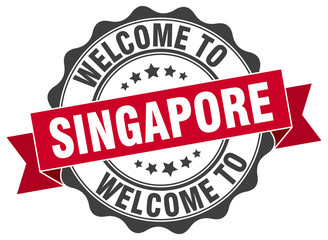 Obraz premium Singapore round ribbon seal