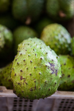 Soursop fruit on asian market, Borneo