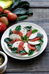 Caprese salad with pesto and balsamic vinegar
