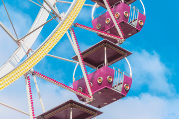Ferris wheel cabins close up