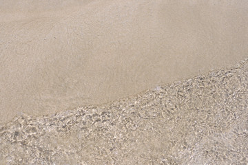 Wave of the sea on the sand beach.Nature summer background of sand beach.