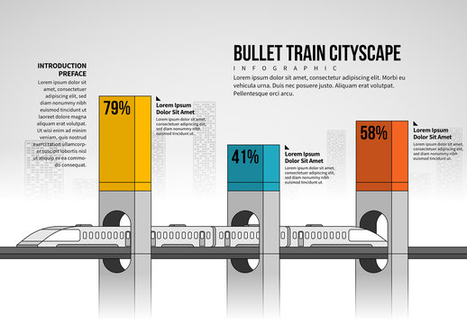 Bullet Train Cityscape Infographic
