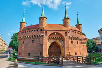 Barbican is a historical and architectural monument in Krakow - obrazy, fototapety, plakaty