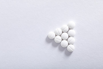 Medicine tablets on white background , Pharmacy theme