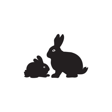 Illustration of two different rabbits, vector