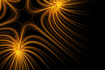 Fototapeta premium Abstract drawing of space stars and lines of fantastic aurora in the open air. Image for the design of goods, web pages and the interior of the building.