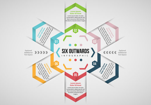 Six Outwards Hexagon Pillars Infographic